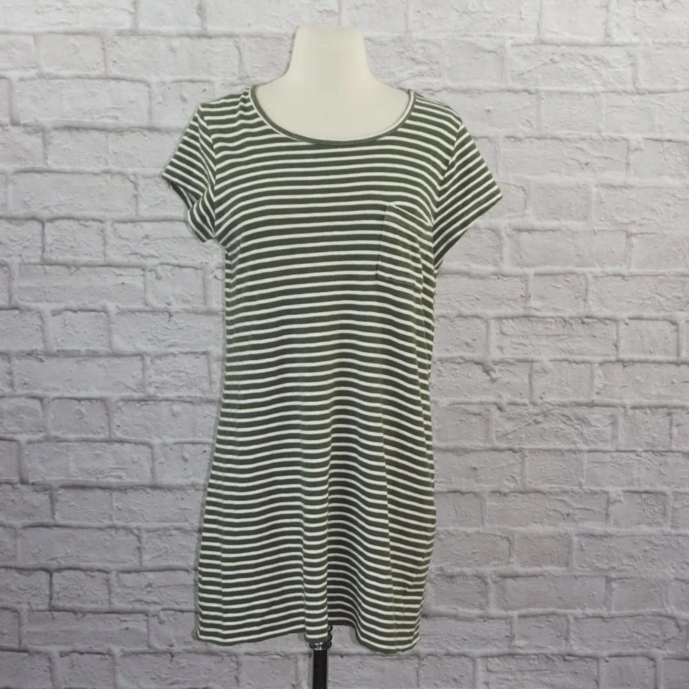 Joie Green White Striped Tee Shirt Dress Small - Picture 2 of 8